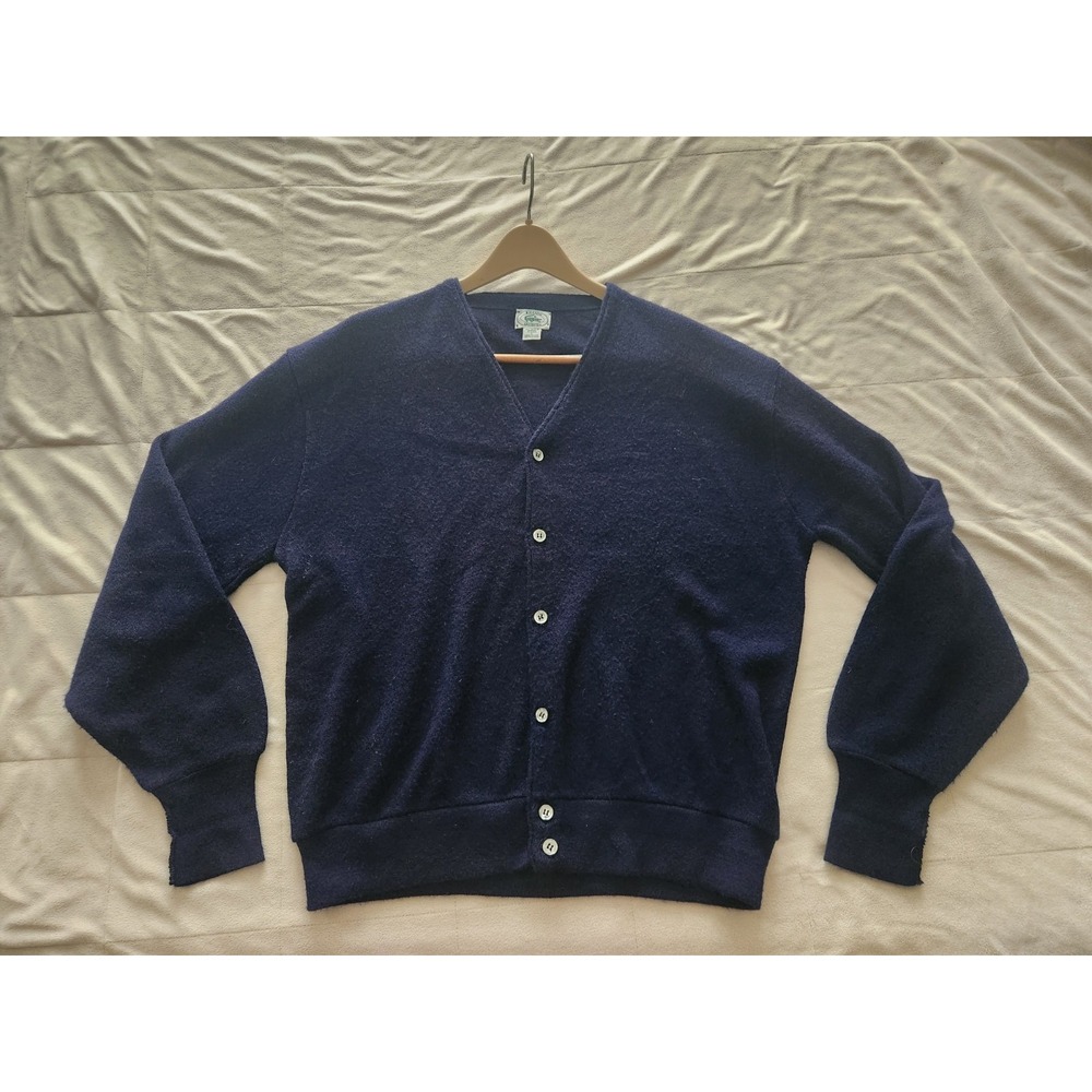 Vintage 1970-80s Izod Lacoste Navy Blue Cardigan Sweater Size L. collectable